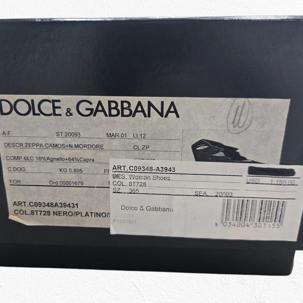 Dolce & Gabbana Face Wedge Platform Black Suede Platino Statement Heels EU 36.5 - Picture 15 of 16